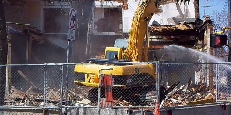 Harvard Market Building Demolition W/ CAT Material Handler